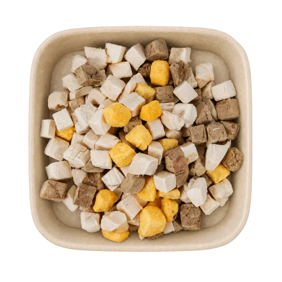 Freeze-Dried Dices Chicken & Chicken Liver & Egg Yolk Mix freeze-dried pet food product photo