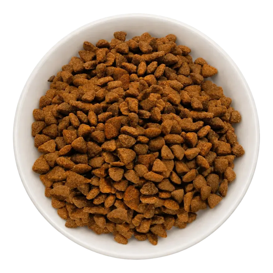 Salmon, chicken and whitefish triangle dry pet food product photo